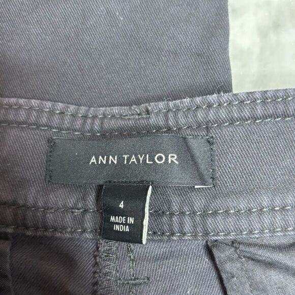 Ann Taylor size 2 wide leg high rise grey Pants cotton blend office workwear - Picture 2 of 8
